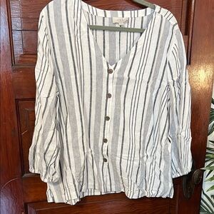 Striped Button-Up Blouse
